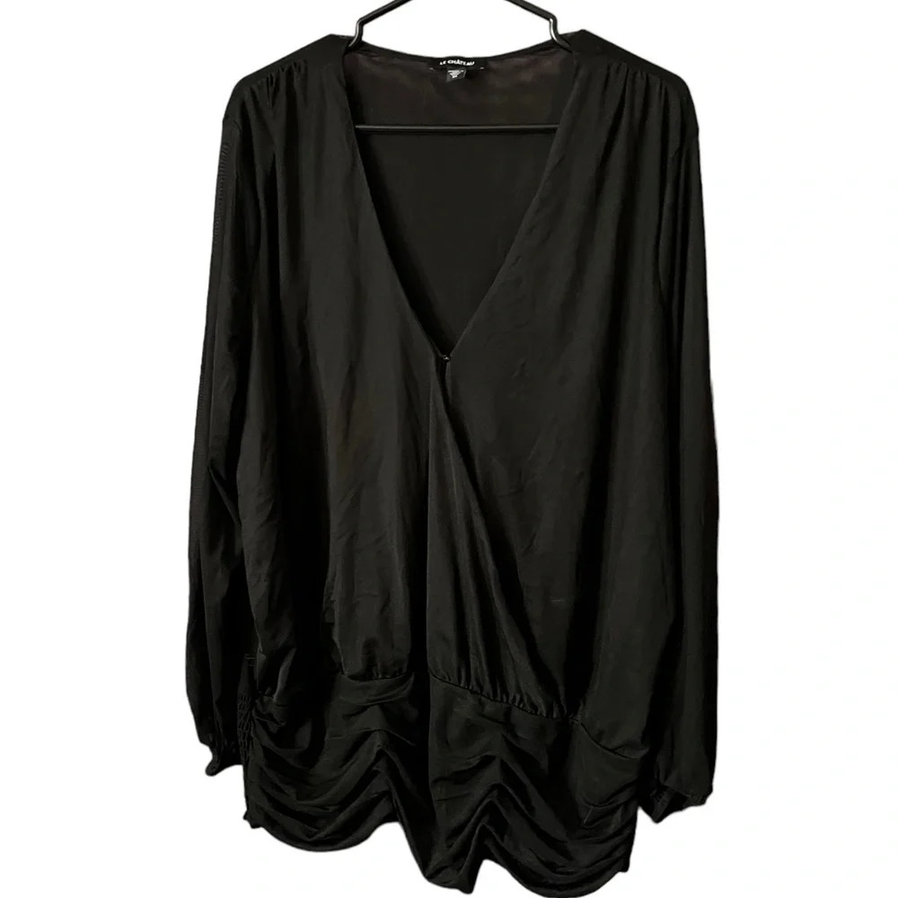 Le Château black mesh long sleeve blouse – size 3X
